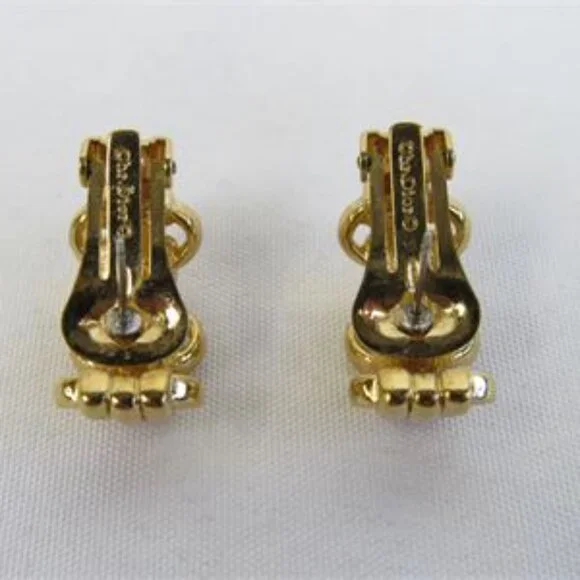 Christian Dior Gold Tone Half Hoop Earrings - Picture 4 of 8